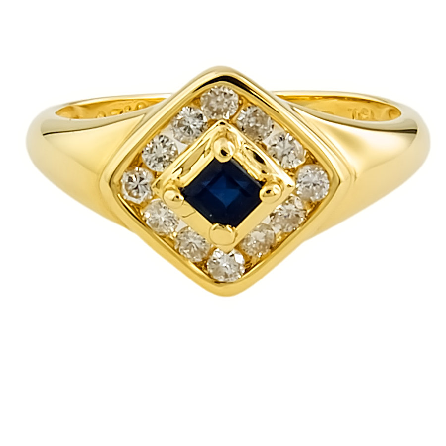 18ct gold Sapphire/Diamond Cluster Ring size K